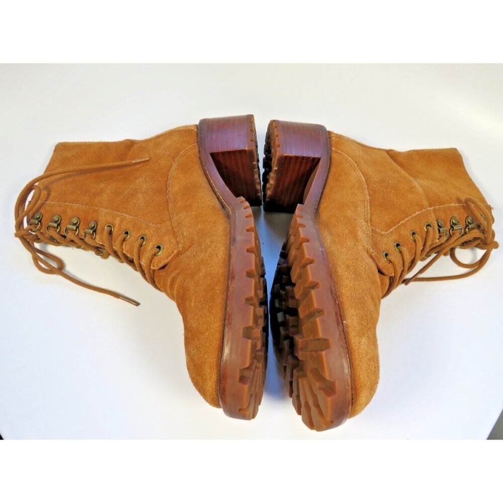 Madewell Tan Suede Lace-Up Combat Boots - Picture 9 of 14
